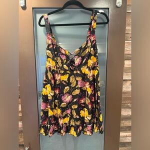 Free People Intimately Slip Dress Women XS Lattice Lovers Floral Mini Crisscross